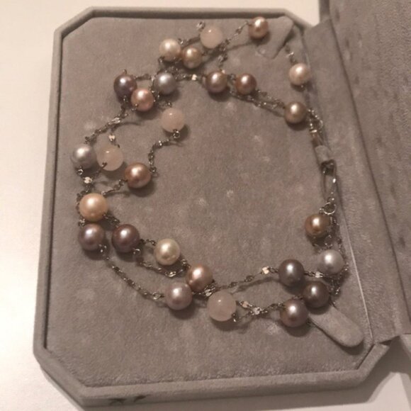 🤍✨ Multi-Strand Freshwater Pearl Necklace | Sterling Silver Chain - Picture 7 of 8